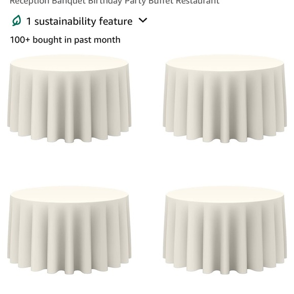 Ivory Tablecloth 120 inch Round - Picture 3 of 4